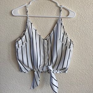 Shein Striped Crop Top with Bow Tie -  S